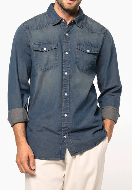 Chemise Jean Vintage Homme Coupe Ajustée