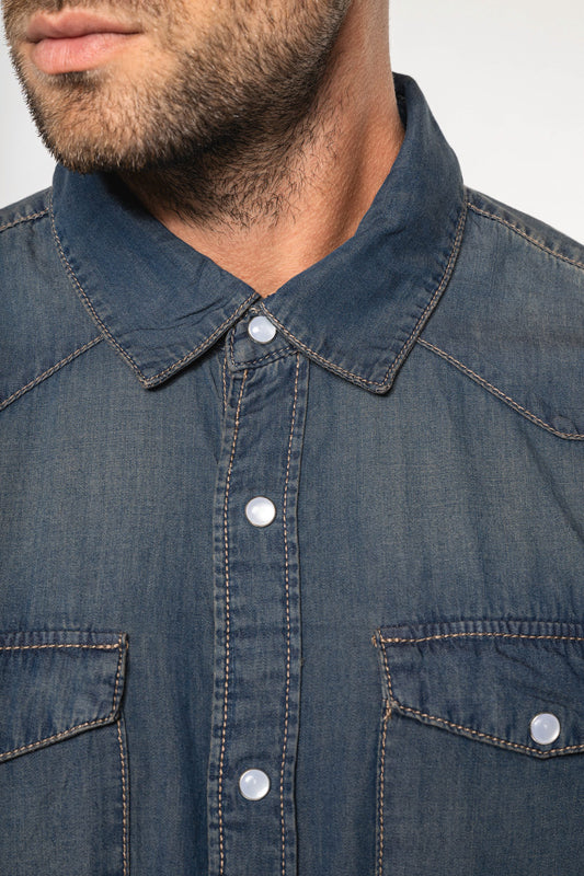 Chemise Jean Vintage Homme Coupe Ajustée