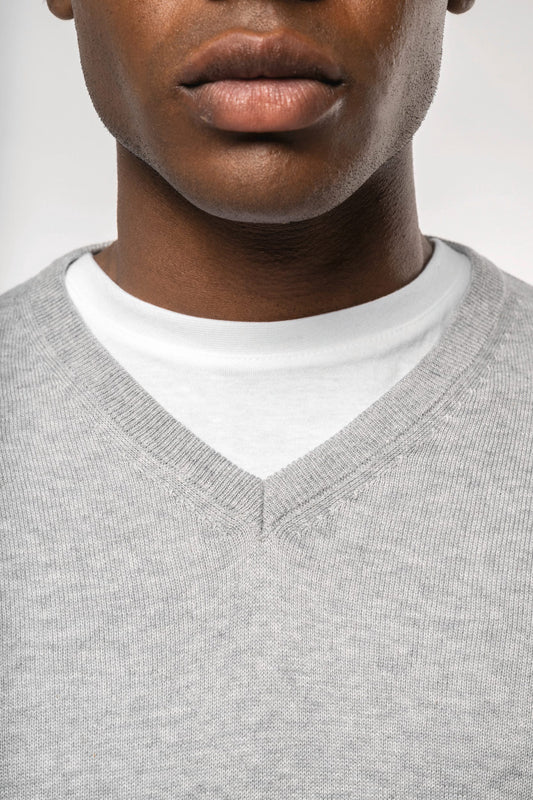 Pull Col V Homme Maille Fine Bio