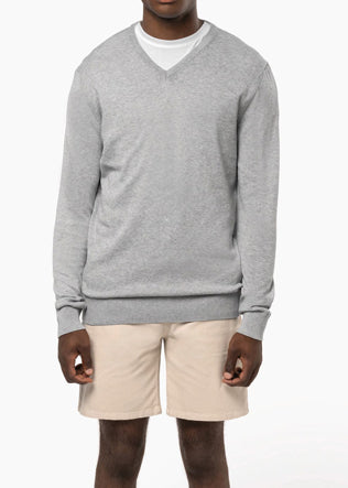 Pull Col V Homme Maille Fine Bio