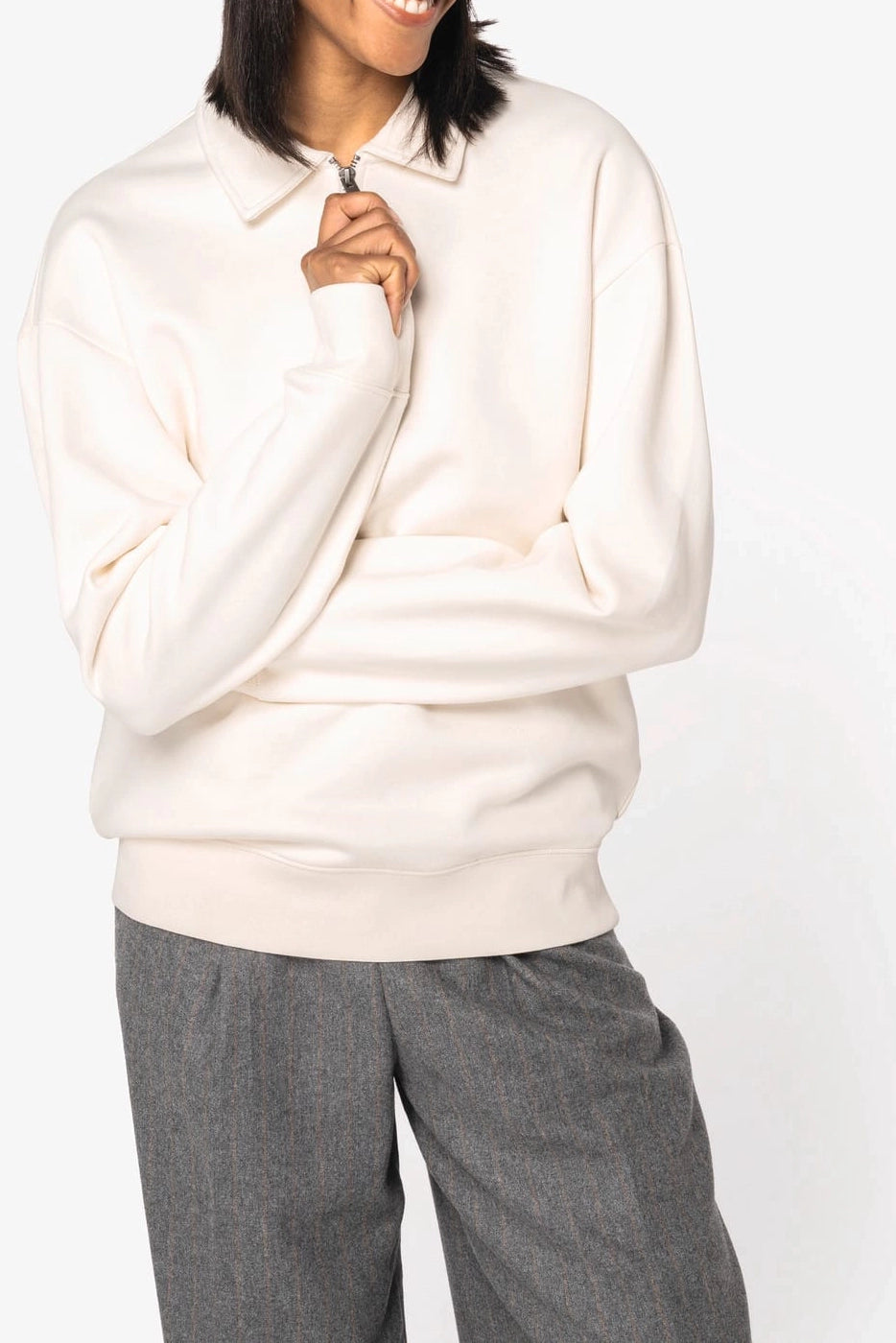 Sweat-shirt Quart Zip Col Polo Unisexe