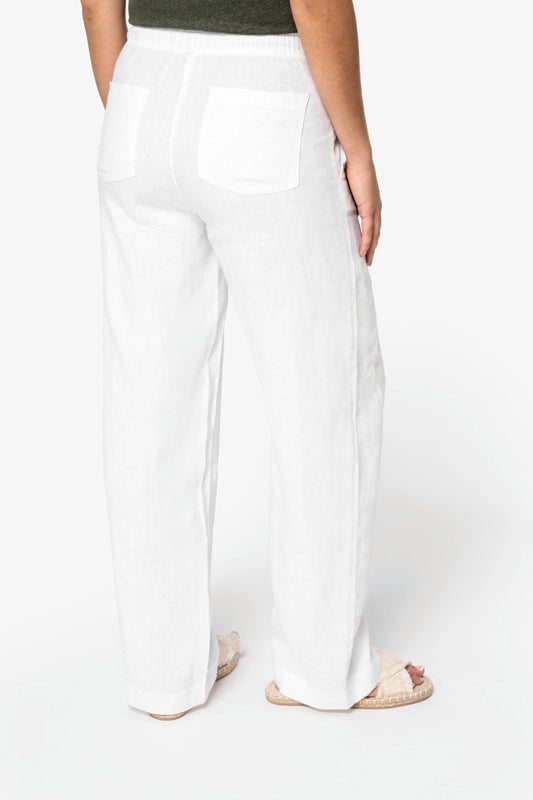 Pantalon écoresponsable délavé en lin femme