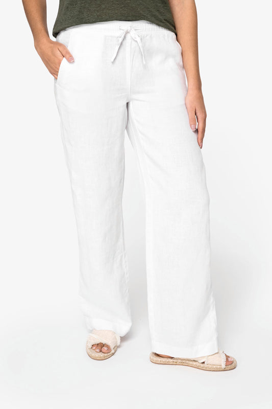 Pantalon écoresponsable délavé en lin femme