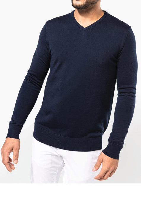 Pull Mérinos Homme Col V Maille Fine