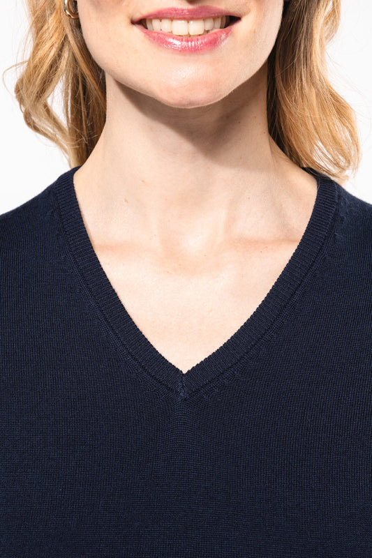 Merino-Pullover mit V-Ausschnitt für Damen