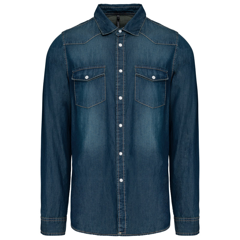 Chemise Jean Vintage Homme Coupe Ajustée