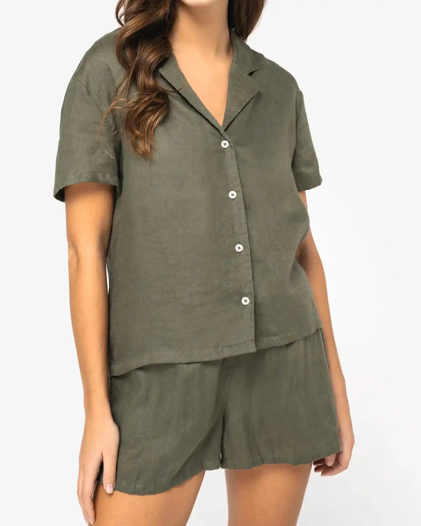 Chemise Lin Femme Col Bowling
