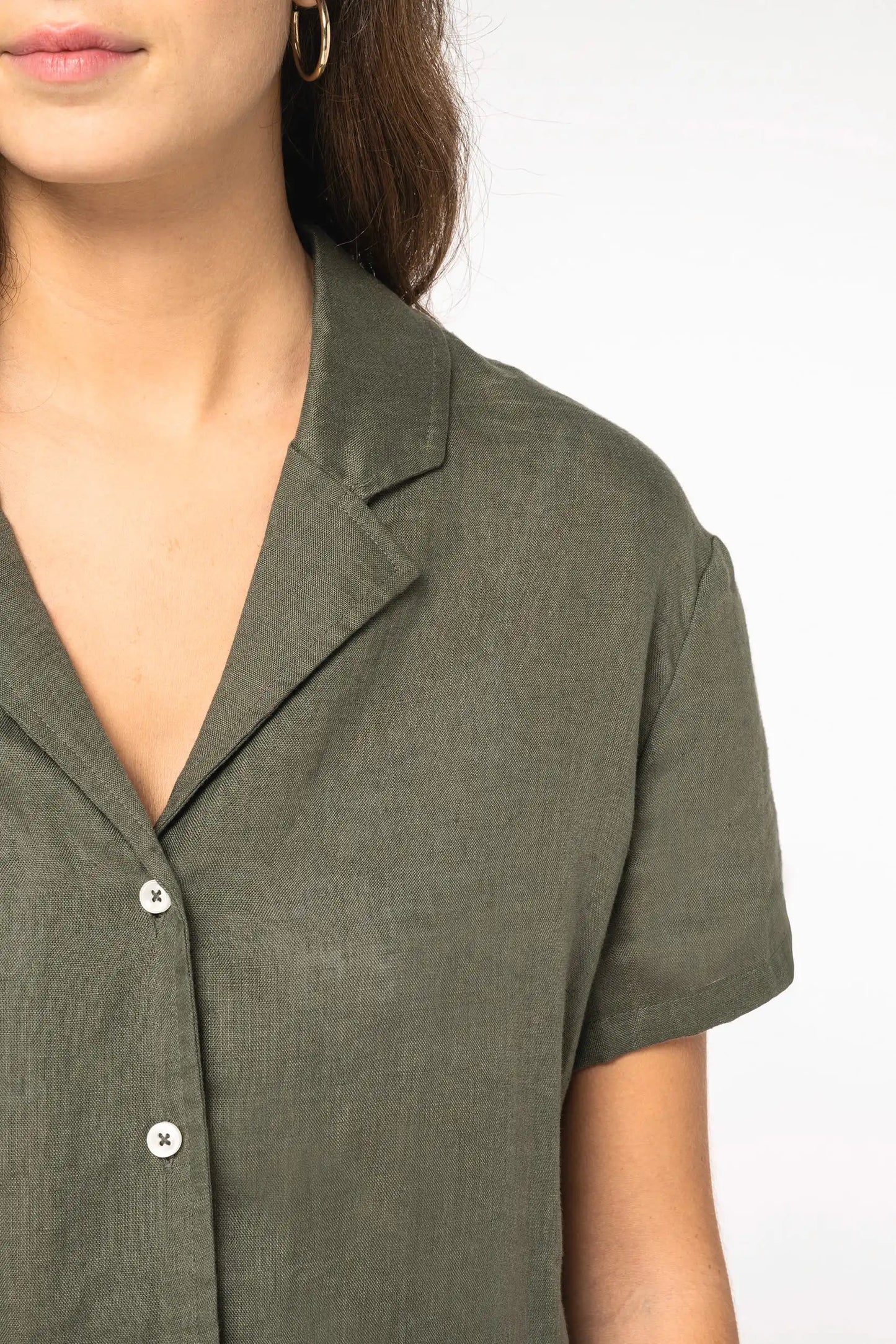 Chemise Lin Femme Col Bowling