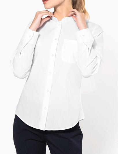 Chemise Col Mao Popeline Femme