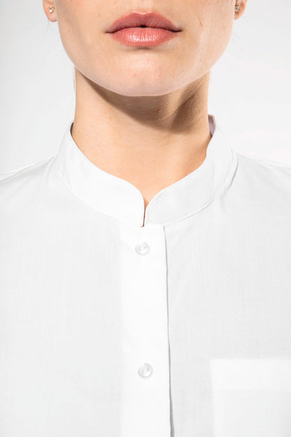 Chemise Col Mao Popeline Femme