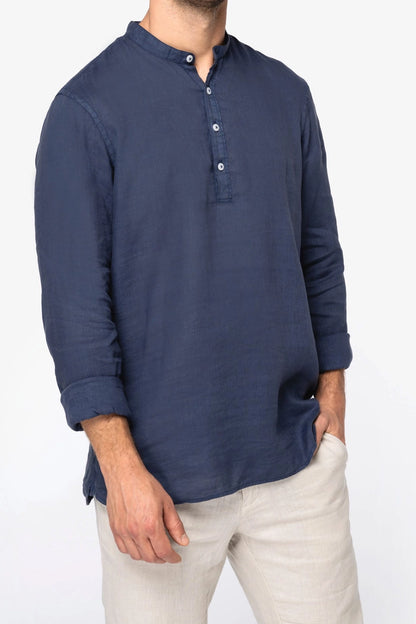 Leinenhemd für Herren mit Stehkragen