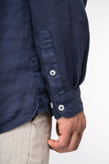 Leinenhemd für Herren mit Stehkragen