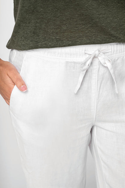 Pantalon écoresponsable délavé en lin femme
