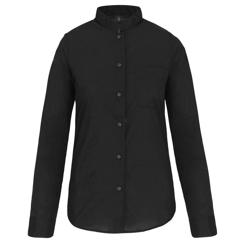 Chemise Col Mao Popeline Femme