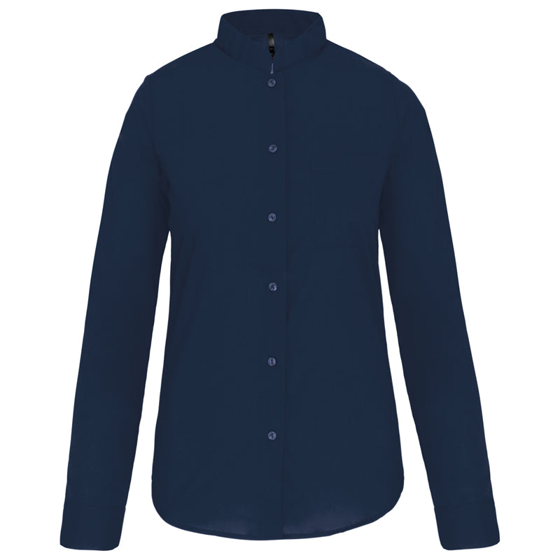 Chemise Col Mao Popeline Femme