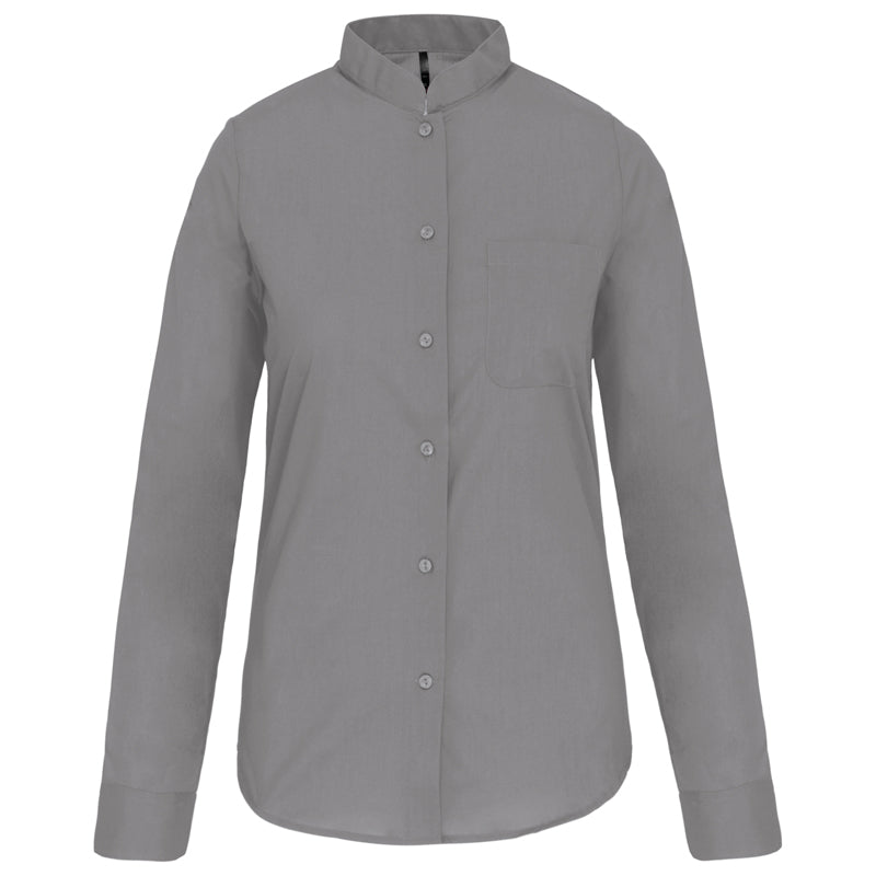 Chemise Col Mao Popeline Femme