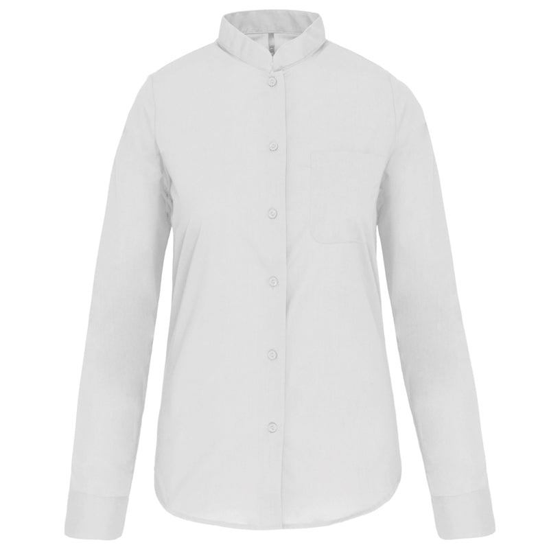 Chemise Col Mao Popeline Femme