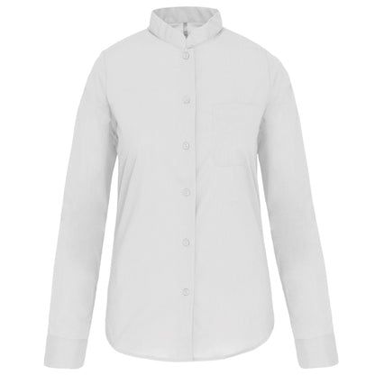 Chemise Col Mao Popeline Femme