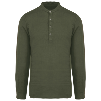 Leinenhemd für Herren mit Stehkragen