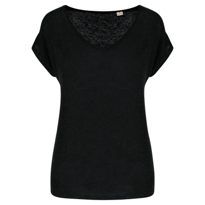T-shirt col V en lin femme