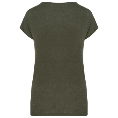 T-shirt col V en lin femme