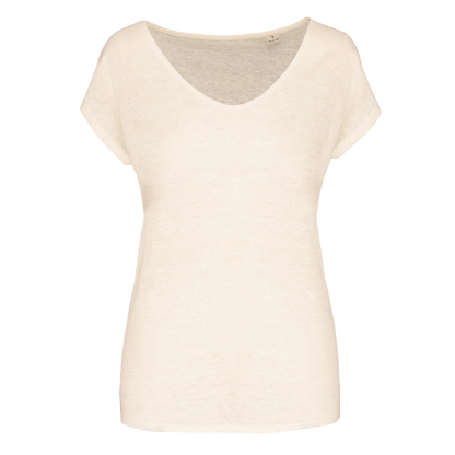 T-shirt col V en lin femme