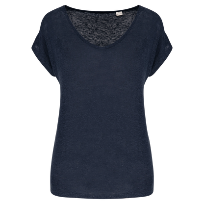 T-shirt col V en lin femme