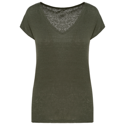 T-shirt col V en lin femme
