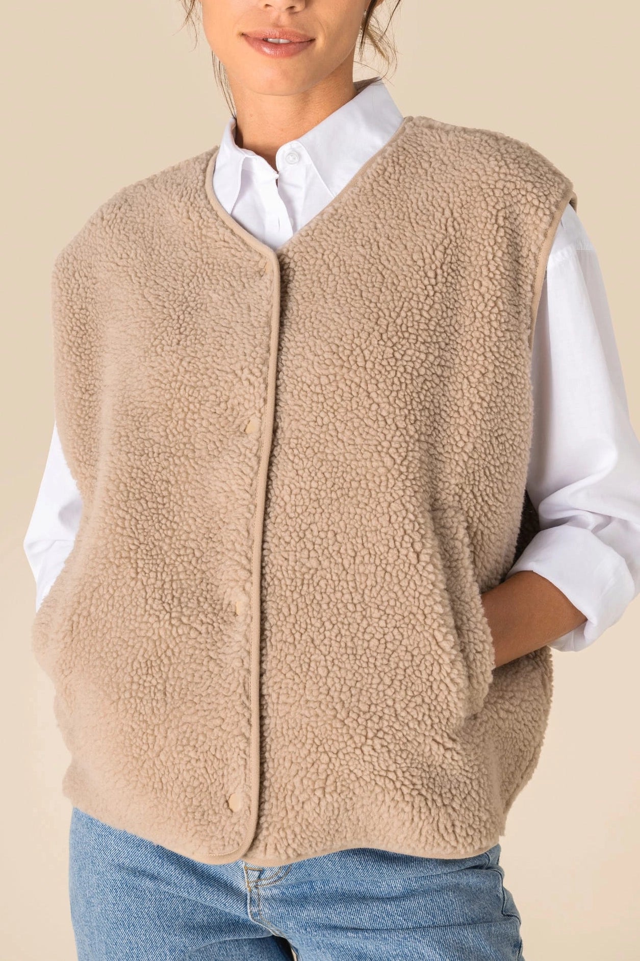 Veste Sans Manches Sherpa Femme